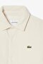 Men's Relaxed Fit Button-Down Linen Shirt Comfortable Cut Velvet Men's Outer Shirt Cream - 4