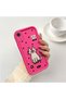 iPhone Xr Compatible Pink Red Silicone Dotted Cat Pattern Case Shockproof Camera Protection - 2
