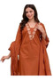 Rust Orange Embroidered Kurta Palazzo Dupatta Set - ALV2113| Rust Orange-Size:3XL-46-Inches - 3
