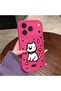 iPhone 17 Pro Max Compatible Pink Red Silicone Dotted Dog Pattern Case Shockproof Camera Protection