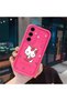 Samsung Galaxy S24 Fe Compatible Pink Red Silicone Cherry Kitty Pattern Case Shockproof Camera Protection - 3