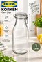 Glass Bottle with Korken Cap, Glass, 1 Liter, Leak-Proof, Airtight, Akdeni̇zshop - 4