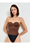 Coffee Brown Strapless Corset Top - 2