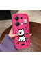Redmi Note 13 Pro 4g Compatible Pink Red Silicone Dotted Dog Pattern Case Shockproof Camera Protection