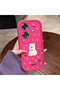 Oppo A60 Compatible Pink Red Silicone Rose Dog Pattern Case Shockproof Camera Protection
