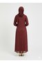 Rizqé Crimson Gilded Foil Polka Dot Maroon Modest Abaya - 3