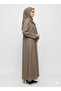 Rizqé Espresso Taupe Minimalist Modest Structured Panel Abaya - 2