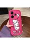 Redmi 13/13X Compatible Pink Red Silicone Strawberry Kitty Pattern Case Shockproof Camera Protection
