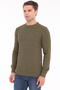 Khaki Men's 100% Cotton Zigzag Knit Patterned Crew Neck Knitwear Sweater Trist-1204 - 3