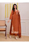 Rust Orange Embroidered Kurta Palazzo Dupatta Set - ALV2113| Rust Orange-Size:3XL-46-Inches - 4
