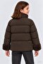 Girl's Stand Collar Plush Detailed Puffer Coat - 3