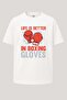Oversize Life Is Better Boxing Glove Printed T-Shirt