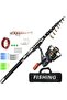 Telescopic Fishing Rod and Spinning Reel Combo,1.8m Carbon Fiber Pole with 100m Braid and Tackle Kit