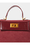 Burgundy Fabric Shopper Handbag with Gold Tone Hardware - 3
