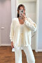 Ecru Plush Strappy 3-Piece Cardigan Set - 2Y1010 - 2