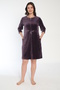 Women's Cotton Velvet Zippered Winter Dress / Purple 3824 - 2