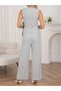 Grey Sleeveless Wrap Top and Wide-Leg Trousers Co-ord Set - 2