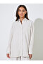 Beige Solid Long Sleeves Shirt and Wide Leg Trousers Set - 2