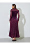 Purple High Neck Lace A-Line Maxi Dress - 5