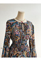 Paisley Print Maxi A-Line Dress with Long Sleeves - 5