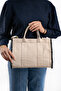 Women's Beige Canvas Shoulder Bag - 6