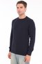 Navy Blue Men's 100% Cotton Zigzag Knit Patterned Crew Neck Knitwear Sweater Trist-1204
