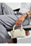 White Grained Faux Leather Hand Bag with Small Bag Charm - 2