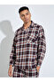 Brown Checked Relaxed Fit Long Sleeves Shirt and Straight Leg Pants Pyjama Set - 2