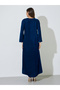 Blue Long Sleeves Velvet Jalabiya with Intricate Hand Embroidery - 5