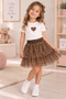 Heart Detailed Leopard Skirt Set