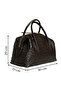 Coffee brown leather ostrich print women's handbag - 4