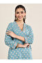 Blue Printed Cotton Straight Kurta - 5