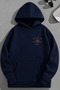 Unisex 3 Thread Cotton Navy Blue Honolulu Print Loose Fit Sweatshirt Hoodie - 2