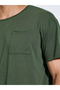 Olive Solid Pocket Detail T-Shirt and Striped Straight Leg Pants Pyjama Set - 3