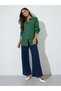 Green Solid Long Sleeves Oversized Shirt - 3
