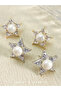 Faux Pearl Star Stud Earrings - 2