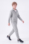 Boy's 3 Thread Plain Basic Zippered Stand Collar Double Pocket 2-Piece Tracksuit Set 4 Pieces - 3
