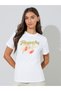 White Peach Print Short Sleeves Regular Fit T-Shirt - 3
