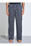 Black Solid Pocket Detail T-Shirt and Striped Straight Leg Pants Pyjama Set - 4