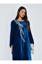Blue Long Sleeves Velvet Jalabiya with Intricate Hand Embroidery - 2