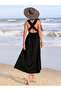 Black Sleeveless A-Line Ankle-Length Dress - 2