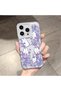 iPhone 14 Pro Compatible Transparent Silicone Case Purple Floral Cute Baby Rabbit Pattern Camera Protected Anti-Shock - 2