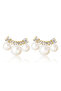 Gold Faux Pearl Stud Earrings - 3