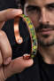 Astra Model Green Snakeskin Detailed Double Magnet Pure Copper Men's Bracelet Adjustable - 4