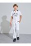 Teen Boys Off White Graphic Print Contrast Collar Short Sleeves Shirt - 2