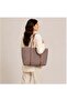 Geometric Print Shopper Tote Bag with Detachable Pouch - Brown - 2