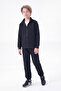 Boy's 3 Thread Plain Basic Zippered Stand Collar Double Pocket 2-Piece Tracksuit Set 4 Pieces - 5