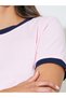 Pink Solid Contrast Trims Short Sleeves Regular Fit T-Shirt - 4