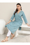 Blue Printed Cotton Straight Kurta