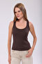 Women's Terry Fabric U-Neck Strappy Basic T-Shirt - 8